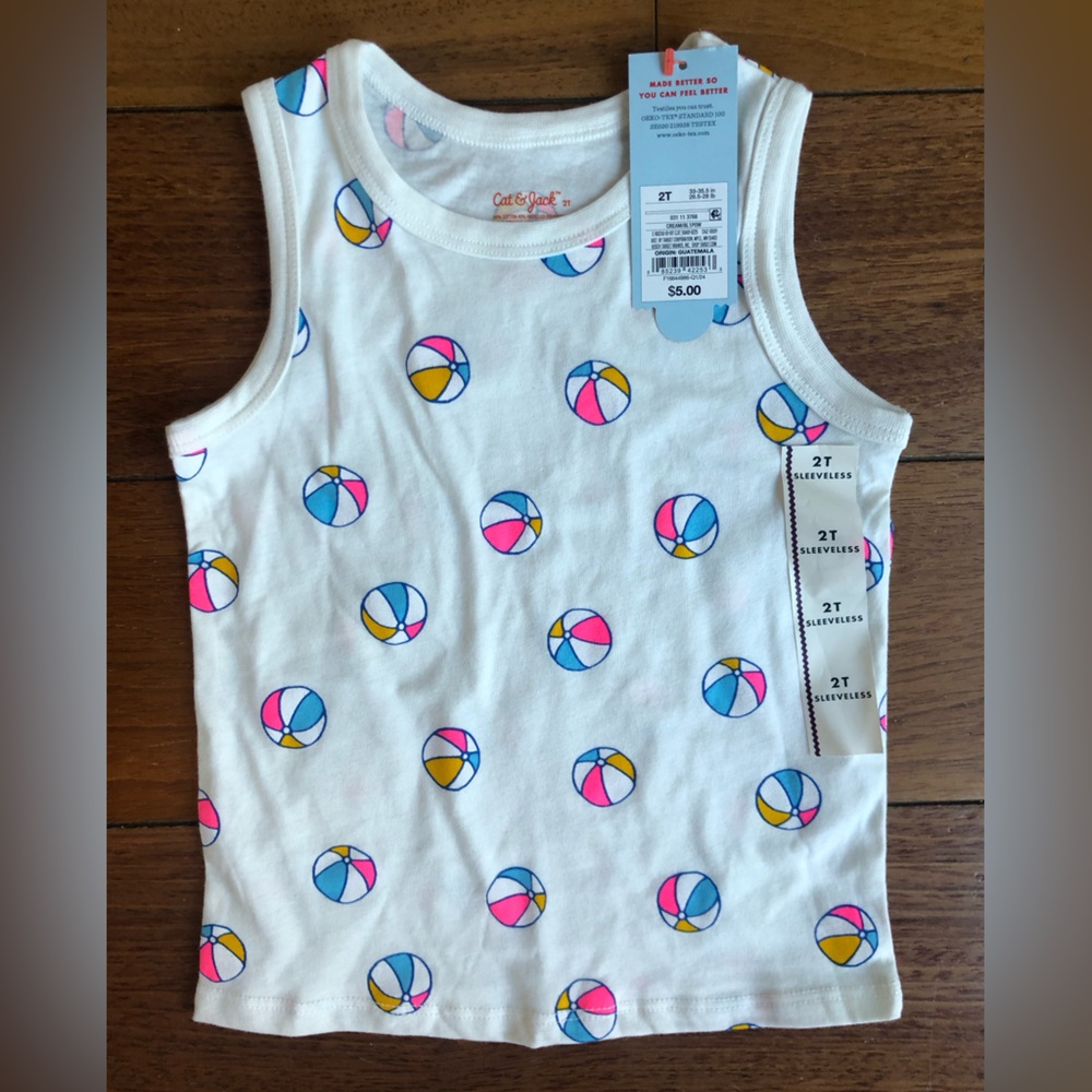 NWT Cat & Jack Beach Ball Size 2T Tank Top